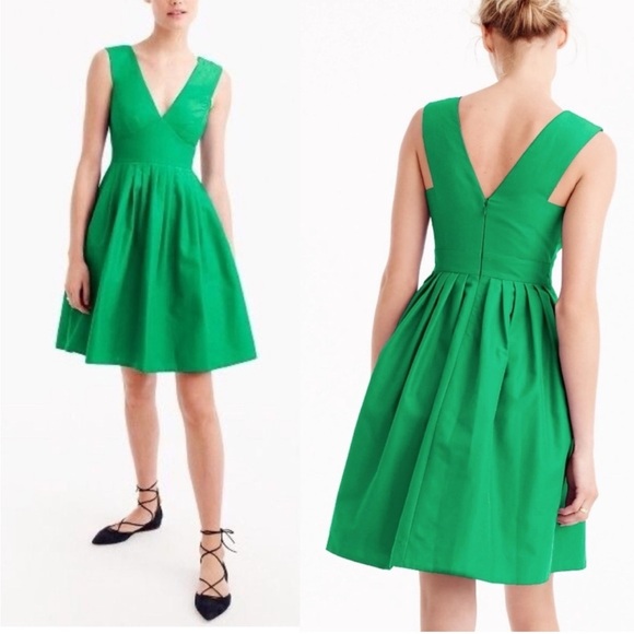 NWT J. Crew V-Neck Sleeveless Silk Blend Faille Dress, Red - Picture 2 of 5